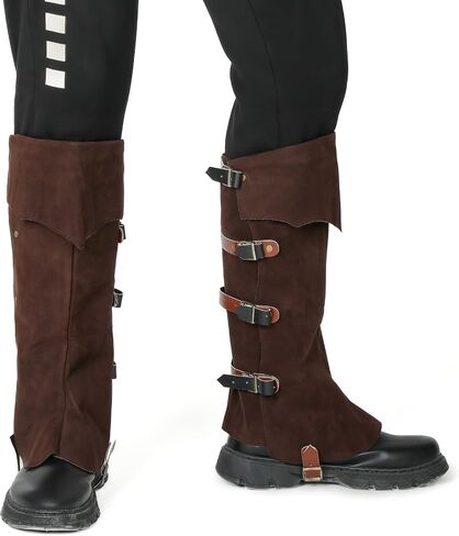 Pirate Boots Covers Faux Leather Medieval Steampunk Renaissance Boots Covers with Studs for Halloween Costume in Saudi Arabia