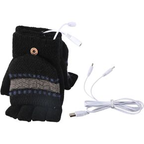 Ruiqas USB Heated Winter Gloves Fingerless Electric Heating Gloves Mitten 3 Temperature Settings for Women Men