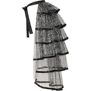 Steampunk Sparkle Sequin Tulle Tutu Bustle Skirts 6 Layer Overskirt Tie-on Belt in Kuwait