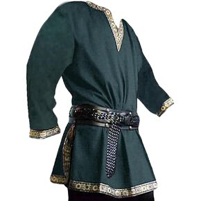زي Gafeng الرجالي في العصور الوسطى لعصر النهضة القراصنة الهالوين الفايكنج تونيك الفارس التأثيري المحارب قمصان LARP in Kuwait