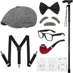 Hiwooii 11 Pieces Old Man Costume Accessories Grandpa Set for Boys Kids 100 Days of School Grandpa Costume for Cosplay Party in Kuwait