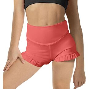 rrhss Girls Athletic Ruffle Shorts High Waisted Yoga Dance Shorts Comfy Workout Gymnastics Shorts