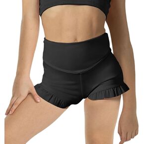 rrhss Girls Athletic Ruffle Shorts High Waisted Yoga Dance Shorts Comfy Workout Gymnastics Shorts