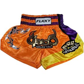 FLKKY Muay Thai شورت ملاكمة للرجال والنساء عالي الجودة للتدريب على فنون الدفاع عن النفس في صالة الألعاب الرياضية، شورت ملاكمة كلاسيكي. in Kuwait