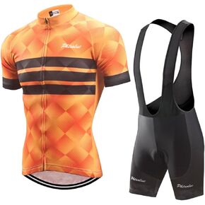 PHTXOLUE Cycling Kits for Men Cycling Jersey Set Uniform Clothes Bike Bicycle Shirt+3D Gel Pad Cushion Bibs Shorts