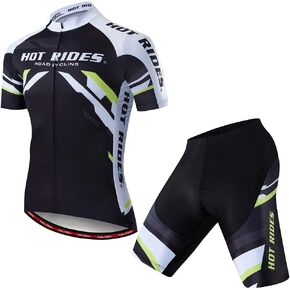 Hot Rides Men's Quick Dry Cycling Jersey And 3D Gel Padded Shorts And Bib Set