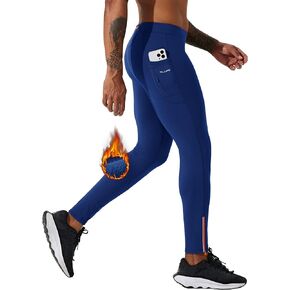 Willit Men's Thermal Running Tights Leggings Cycling Fleece Pants Water Resistant Zipper Pockets Cold Weather Gear