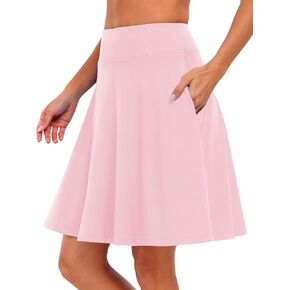 ANRABESS Knee Length Skorts Skirts for Women 2024 Summer High Waisted Golf Tennis Skirt Casual Travel Built-in Shorts Clothes