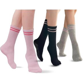 JCZANXI Yoga Socks with Grips for Women, Non Slip Grip Socks for Yoga, Pilates, Barre, Dance | Ideal Cushioned Crew Socks