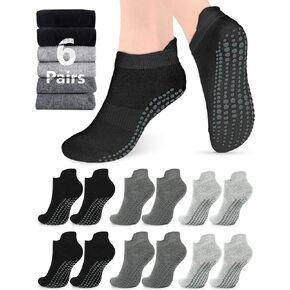 AURUZA Grip Socks for Women Men Pilates Grip Socks Non Slip Yoga Sock with Grips for Barre Barefoot Hospital Grippy Sock
