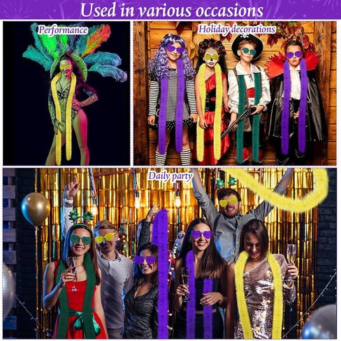 Yunsailing 24 Pcs Boas Bulk Party Carnival Feather Boas Colorful Feather Boas and Heart Rimless Sunglasses Purple Green Yellow 6ft Feather Boa Costume for Women Girls Carnival, Birthday Party Gifts in Saudi Arabia