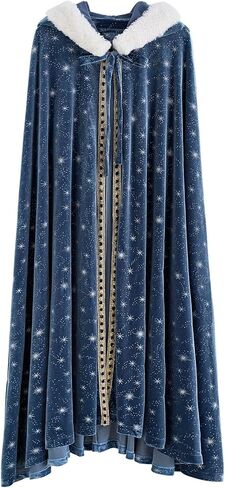 CHICWISH Women's Sparkling Stars Self-Tie Velvet Hooded Cloak in Saudi Arabia