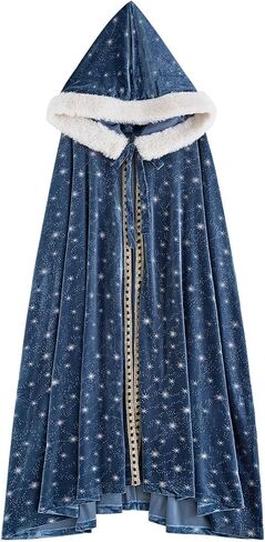 CHICWISH Women's Sparkling Stars Self-Tie Velvet Hooded Cloak in Saudi Arabia