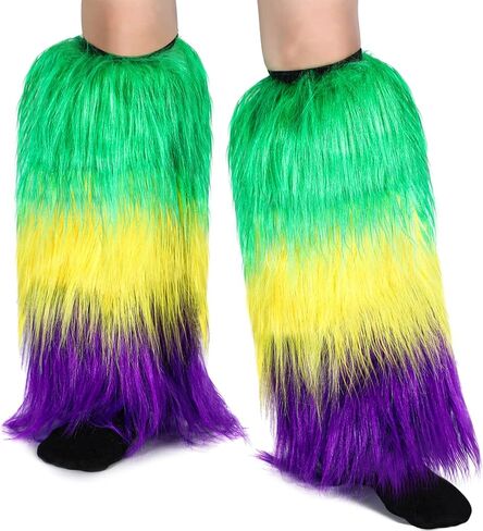 Kigeli Christmas Mardi Gras Leg Warmers Women Furry Leg Covers Warmers Mardi Gras Outfit for Women Men Accessories in Kuwait
