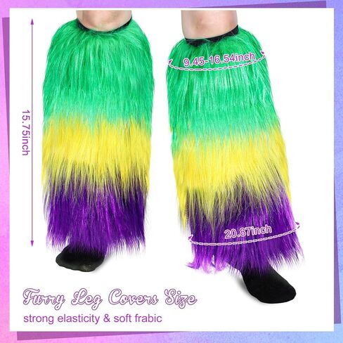 Kigeli Christmas Mardi Gras Leg Warmers Women Furry Leg Covers Warmers Mardi Gras Outfit for Women Men Accessories in Kuwait
