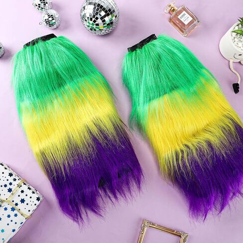 Kigeli Christmas Mardi Gras Leg Warmers Women Furry Leg Covers Warmers Mardi Gras Outfit for Women Men Accessories in Kuwait