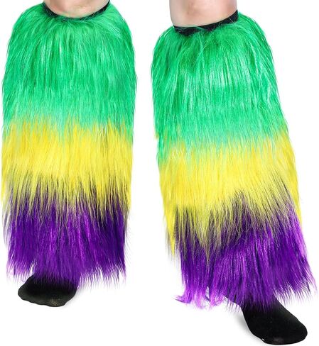Kigeli Christmas Mardi Gras Leg Warmers Women Furry Leg Covers Warmers Mardi Gras Outfit for Women Men Accessories in Kuwait