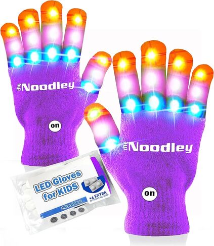 The Noodley LED Light Up Gloves for Kids Toys Games Outdoor Boy Girl Glow Dark Costume Autistic Child Teen Adult Sizes in Kuwait