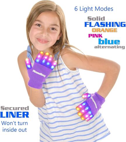 The Noodley LED Light Up Gloves for Kids Toys Games Outdoor Boy Girl Glow Dark Costume Autistic Child Teen Adult Sizes in Kuwait