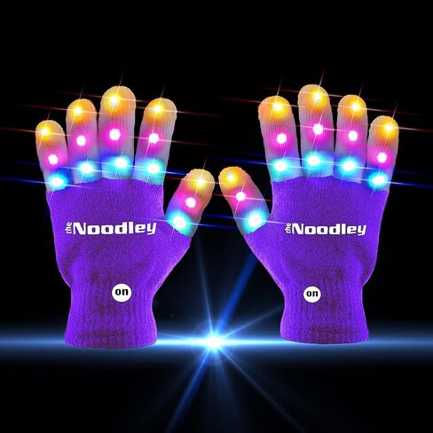 The Noodley LED Light Up Gloves for Kids Toys Games Outdoor Boy Girl Glow Dark Costume Autistic Child Teen Adult Sizes in Kuwait