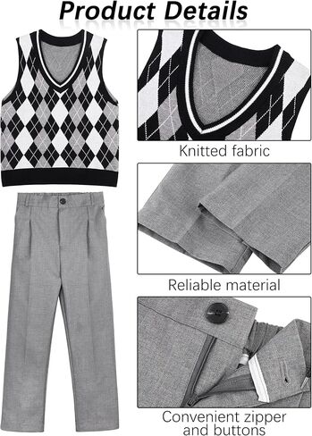 SOMSOC 16 قطعة 100 يوم من أزياء المدرسة للأولاد الرجل العجوز زي الجد مجموعة لحفلة المدرسة التنكرية in Kuwait