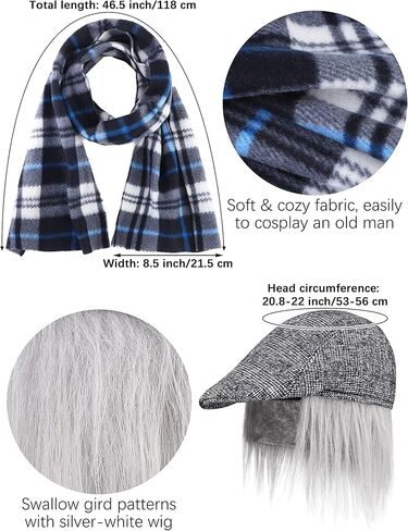 SOMSOC 16 قطعة 100 يوم من أزياء المدرسة للأولاد الرجل العجوز زي الجد مجموعة لحفلة المدرسة التنكرية in Kuwait