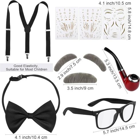 Hiwooii 11 Pieces Old Man Costume Accessories Grandpa Set for Boys Kids 100 Days of School Grandpa Costume for Cosplay Party in Kuwait