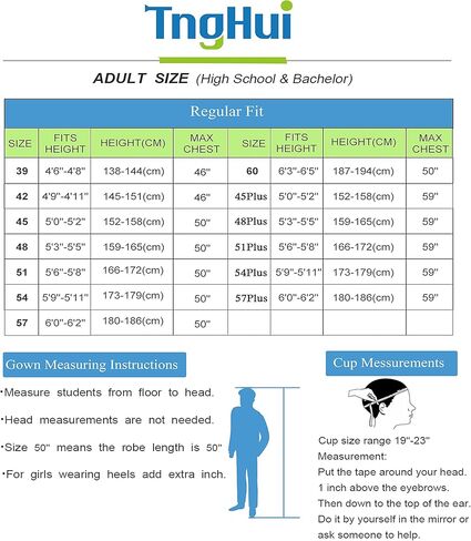 قبعة TngHui للجنسين غير لامعة لحفلات التخرج لعام 2024 ساحرة للمدرسة الثانوية غنية بالألوان مقاس 57Plus(6'0"-6'2"Plus) in Kuwait