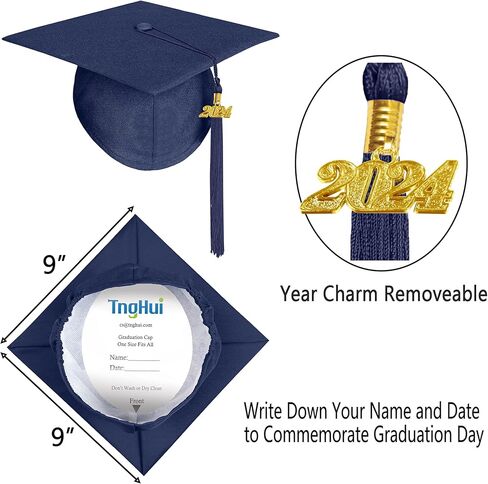 قبعة TngHui للجنسين غير لامعة لحفلات التخرج لعام 2024 ساحرة للمدرسة الثانوية غنية بالألوان مقاس 45Plus(5'0"-5'2"Plus) in Kuwait