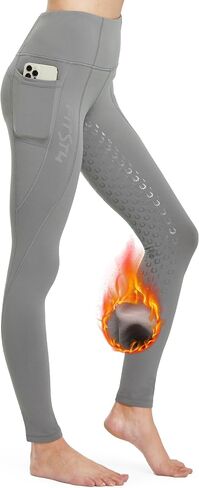 FitsT4 Women's Winter Full Seat Riding Tights Fleece Lined Horse Riding Pants Silicon Grip Equestrian Breeches with Pockets in Saudi Arabia