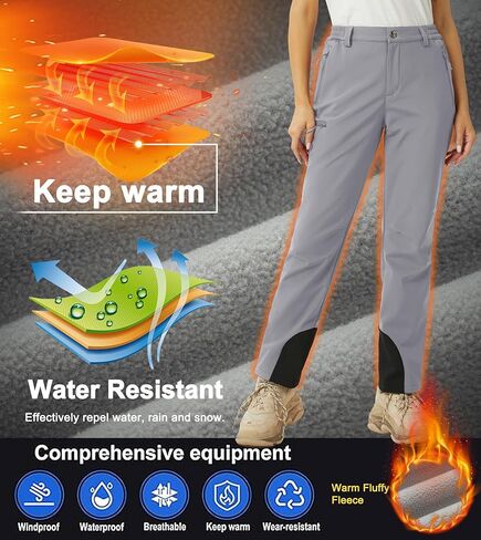 MAGCOMSEN المرأة صوف مبطن الشتاء سراويل للتسلق مقاوم للماء معزول التزلج الثلوج السراويل في الهواء الطلق الصيد سوفتشيل السراويل in Kuwait