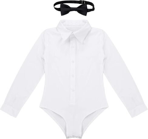 iEFiEL Kids Boys Long Sleeve Ballroom Latin Salsa Dance Shirt Romper Bodysuit Tuxedo Leotard Modern Dancewear in Saudi Arabia