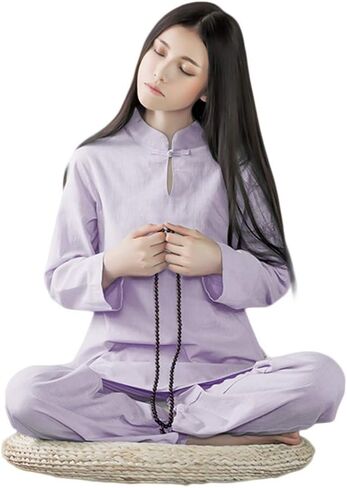 زي تاي تشي النسائي من KSUA، بدلة تأمل زين الصينية، ملابس كونغ فو قطنية in Kuwait