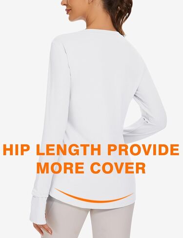 قمصان Blingfit للتمرين للنساء بأكمام طويلة، قمصان رياضية بعامل حماية من الأشعة فوق البنفسجية 50+، قمصان Rashguard مع فتحة الإبهام ونافذة المشاهدة in Kuwait