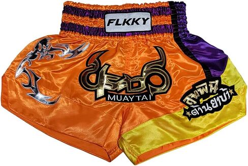 FLKKY Muay Thai شورت ملاكمة للرجال والنساء عالي الجودة للتدريب على فنون الدفاع عن النفس في صالة الألعاب الرياضية، شورت ملاكمة كلاسيكي. in Kuwait