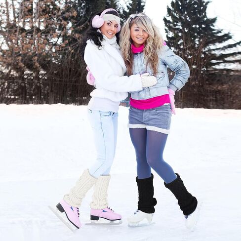Regilt 2 Sets Figure Skating Leg Warmers Gloves Headband Set Zipper Fleece Lined Leg Warmers Socks for Ice Skating in Saudi Arabia