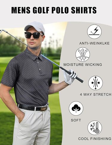 uideazone Golf Shirts for Men Dry Fit Polo Shirt Short Sleeve Moisture Wicking Golf Polos Performance Golf Tennis Shirt in Kuwait