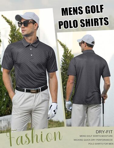 uideazone Golf Shirts for Men Dry Fit Polo Shirt Short Sleeve Moisture Wicking Golf Polos Performance Golf Tennis Shirt in Kuwait