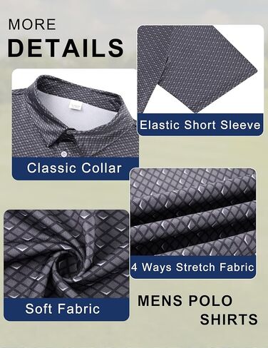 uideazone Golf Shirts for Men Dry Fit Polo Shirt Short Sleeve Moisture Wicking Golf Polos Performance Golf Tennis Shirt in Kuwait