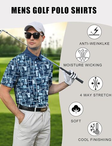 uideazone Golf Shirts for Men Dry Fit Polo Shirt Short Sleeve Moisture Wicking Golf Polos Performance Golf Tennis Shirt in Kuwait