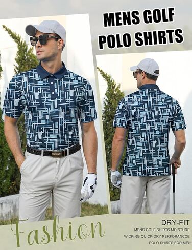 uideazone Golf Shirts for Men Dry Fit Polo Shirt Short Sleeve Moisture Wicking Golf Polos Performance Golf Tennis Shirt in Kuwait