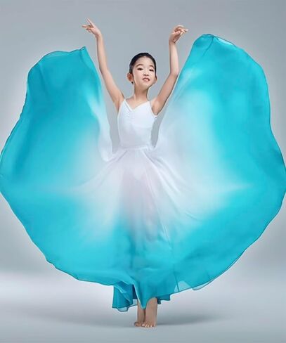 Z&X Gradient Color Sheer Long Flowy Wrap Skirt Modern Ballet Lyrical Dance Costumes for Girls Ballerinas Photography in Saudi Arabia