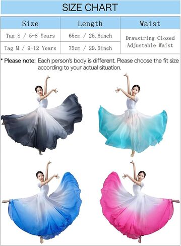 Z&X Gradient Color Sheer Long Flowy Wrap Skirt Modern Ballet Lyrical Dance Costumes for Girls Ballerinas Photography in Saudi Arabia