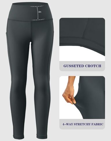 SANTINY Girl's Fleece Lined Leggings with Pockets Kids Thermal Warm Winter High Waisted Athletic Running Workout Yoga Pants in Kuwait