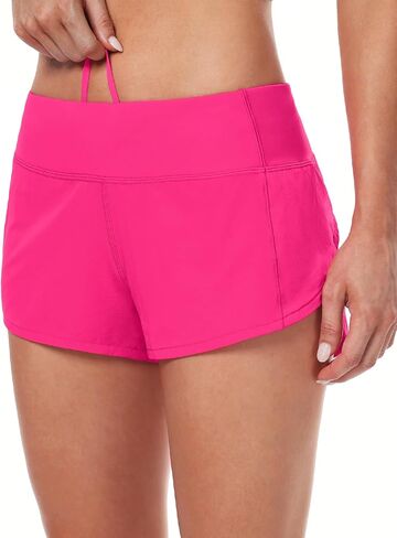 شورت الجري HeyNuts Focus للنساء، شورت رياضي منخفض الخصر مبطن شورت للتمرين مع جيب بسحاب 2.5 بوصة in Kuwait