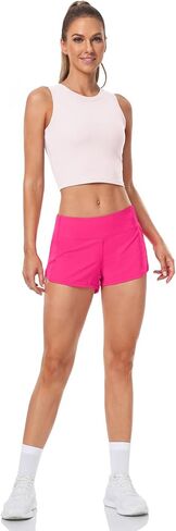شورت الجري HeyNuts Focus للنساء، شورت رياضي منخفض الخصر مبطن شورت للتمرين مع جيب بسحاب 2.5 بوصة in Kuwait