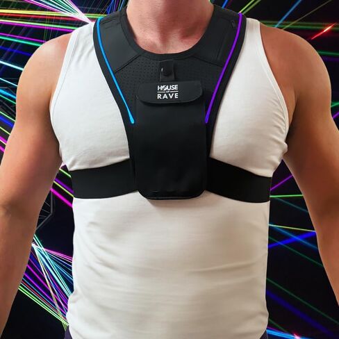 شنطة حامل هاتف على الصدر باضاءة LED من هاوس اوف ريف - شنطة احتفالية - سحاب مخفي كروس - جيوب زجاجة المياه - اكسسوار ريف للرجال والنساء in Kuwait