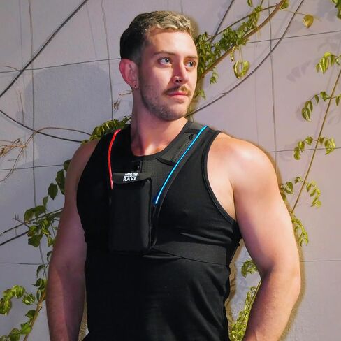 شنطة حامل هاتف على الصدر باضاءة LED من هاوس اوف ريف - شنطة احتفالية - سحاب مخفي كروس - جيوب زجاجة المياه - اكسسوار ريف للرجال والنساء in Kuwait