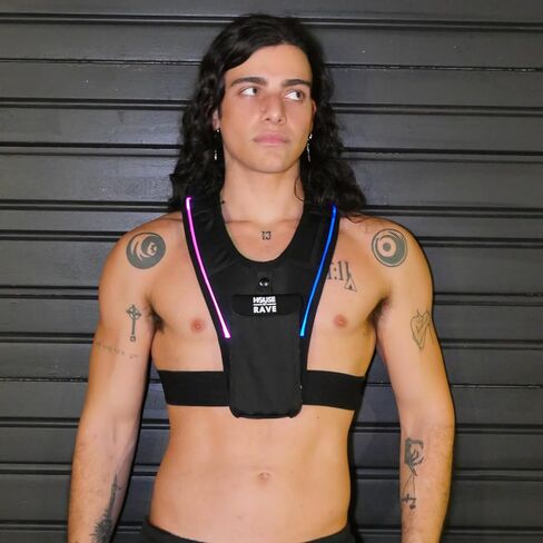 شنطة حامل هاتف على الصدر باضاءة LED من هاوس اوف ريف - شنطة احتفالية - سحاب مخفي كروس - جيوب زجاجة المياه - اكسسوار ريف للرجال والنساء in Kuwait