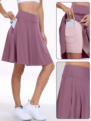 ANRABESS Knee Length Skorts Skirts for Women 2024 Summer High Waisted Golf Tennis Skirt Casual Travel Built-in Shorts Clothes in Saudi Arabia